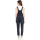 Women's Denim Solid Dungaree Pant (Blue)