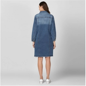 Generic Women's Denim Washed Long Sleeve Jacket (Blue)