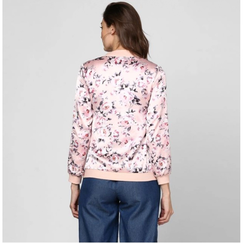 Women's Satin Floral 3/4th Sleeve Jacket (Light Pink) Women's Satin Floral 3/4th Sleeve Jacket (Light Pink)