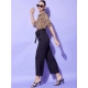 Women's Polyester Animal Print Half Sleeve Jumpsuit (Orange - Black)