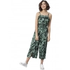 Dropship Women's Polyester Printed Shoulder Straps Jumpsuit (Black - Green)