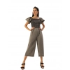 Dropship Women's Denim Solid Balloon Sleeve Jumpsuit (Black)