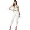Dropship Women's Polyester Embellished Sleeveless Jumpsuit (White)