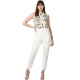 Women's Polyester Embellished Sleeveless Jumpsuit (White) Women's Polyester Embellished Sleeveless Jumpsuit (White)