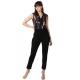 Women's Polyester Embellished Sleeveless Jumpsuit (Black) Women's Polyester Embellished Sleeveless Jumpsuit (Black)