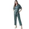 Dropship Women's Polyester Polka Half Sleeve Jumpsuit (Green)