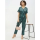 Women's Polyester Polka Short Sleeve Jumpsuit (Green) Women's Polyester Polka Short Sleeve Jumpsuit (Green)