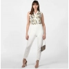 Dropship Women's Polyester Embellished Sleeveless Jumpsuit (White)