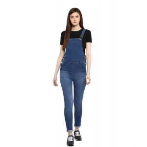 Generic Women's Denim Solid Dungaree Pant (Blue)