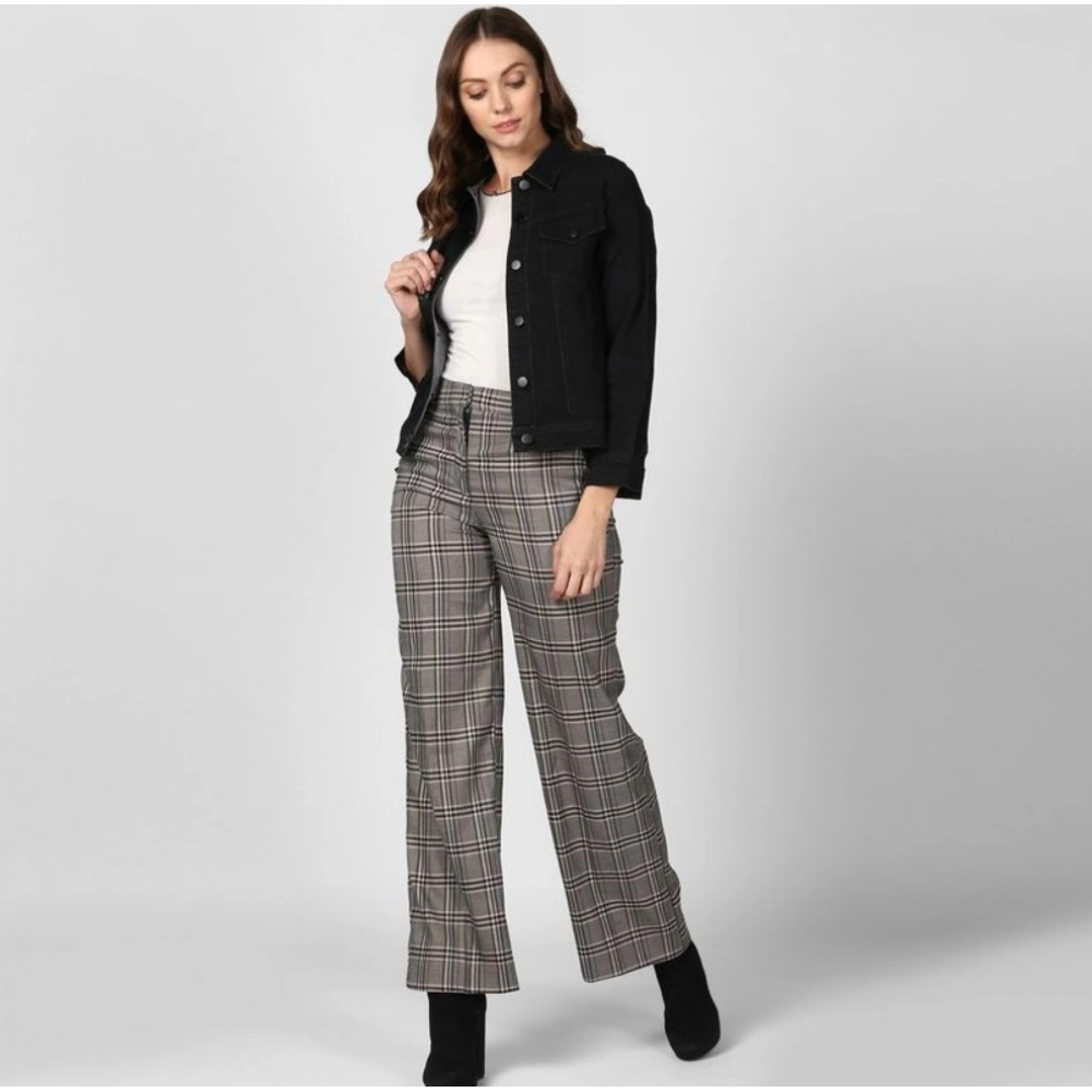 Women's Denim Solid Long Sleeve Jacket (Black)