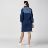 Dropship Women's Denim Washed Long Sleeve Jacket (Navy Blue)