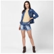 Women's Denim Hand Painted Long Sleeve Jacket (Blue) Women's Denim Hand Painted Long Sleeve Jacket (Blue)