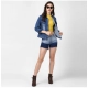Women's Denim Hand Painted Long Sleeve Jacket (Blue) Women's Denim Hand Painted Long Sleeve Jacket (Blue)