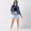 Dropship Women's Denim Hand Painted Long Sleeve Jacket (Blue)