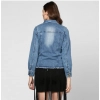 Dropship Women's Denim Distressed Long Sleeve Jacket (Blue)