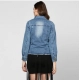 Women's Denim Distressed Long Sleeve Jacket (Blue) Women's Denim Distressed Long Sleeve Jacket (Blue)