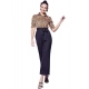 Women's Polyester Animal Print Half Sleeve Jumpsuit (Orange - Black)