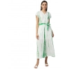 Dropship Women's Rayon Striped Short Sleeve Jumpsuit (Green - White)