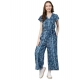 Women's Rayon Tie & Dye Short Sleeve Jumpsuit (Blue) Women's Rayon Tie & Dye Short Sleeve Jumpsuit (Blue)