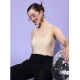 Women's Polyester Embellished Sleeveless Jumpsuit (Gold - Black)