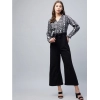 Dropship Women's Rayon Animal Print Short Sleeve Jumpsuit (Black)