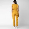 Dropship Women's Cotton Linen Solid Sleeveless Jumpsuit (Yellow)