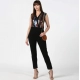 Women's Polyester Embellished Sleeveless Jumpsuit (Black) Women's Polyester Embellished Sleeveless Jumpsuit (Black)