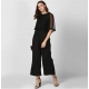 Women's Polyester Solid Half Sleeve Jumpsuit (Black) Women's Polyester Solid Half Sleeve Jumpsuit (Black)