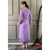 Dropship Women's Roman Silk Embroidery 3-4th Sleeve V-Neck Kurti With Pant Dupatta Set (Lavender)