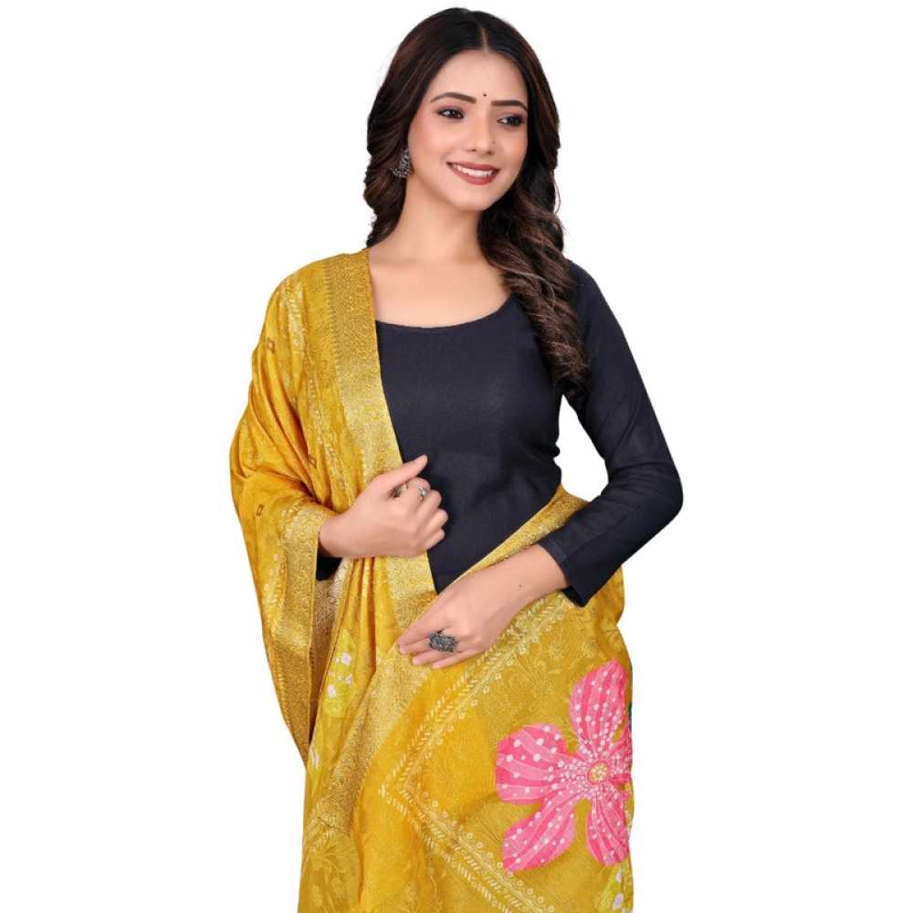 Women's chanderi silk Printed Dupatta (Yellow, Length: 2 Mtr) Women's chanderi silk Printed Dupatta (Yellow, Length: 2 Mtr)
