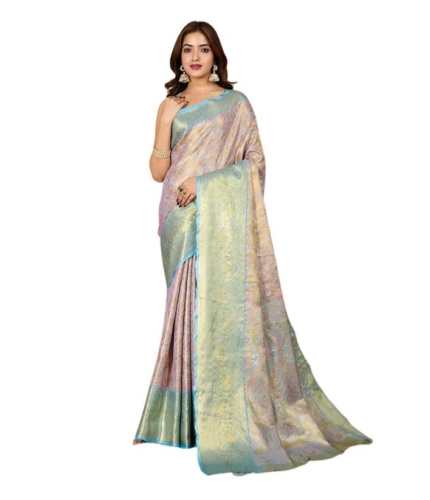 Women's Jacquard Saree With Unstitched Blouse 5.5Mtr (Multicolor) Women's Jacquard Saree With Unstitched Blouse 5.5Mtr (Multicolor)