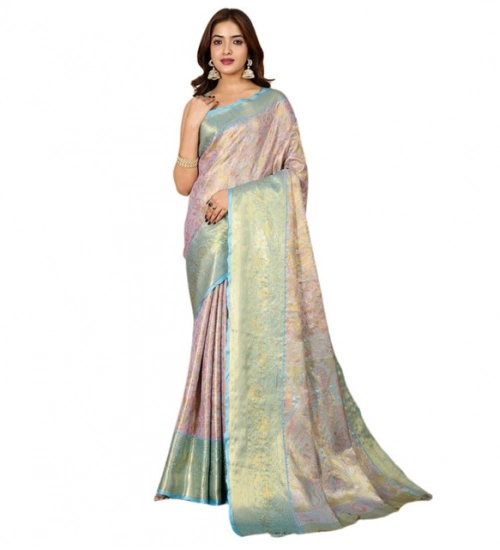 Women's Jacquard Saree With Unstitched Blouse 5.5Mtr (Multicolor)