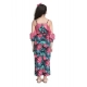 Girl's Polyester Floral Cold Shoulder Jumpsuit (Pink) Girl's Polyester Floral Cold Shoulder Jumpsuit (Pink)
