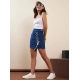 Women's Denim Lycra Solid Button Skirt (Blue) Women's Denim Lycra Solid Button Skirt (Blue)