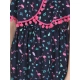 Girl's Rayon Flamingo Print Sleeveless Dress (Black)