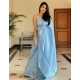 Women's Litchi silk Printed Saree With Unstitched Blouse (Light Blue) Women's Litchi silk Printed Saree With Unstitched Blouse (Light Blue)