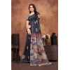 Women's Linen Printed Saree With Unstitched Blouse 5.5Mtr (Black) Women's Linen Printed Saree With Unstitched Blouse 5.5Mtr (Black)