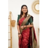 Women's Litchi silk Printed Saree With Unstitched Blouse (Red) Women's Litchi silk Printed Saree With Unstitched Blouse (Red)