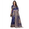 Women's Silk Blend Printed Saree With Unstitched Blouse 5.5Mtr (Navy Blue) Women's Silk Blend Printed Saree With Unstitched Blouse 5.5Mtr (Navy Blue)