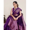 Women's Jacquard Woven Saree With Unstitched Blouse 5.5Mtr (Purple) Women's Jacquard Woven Saree With Unstitched Blouse 5.5Mtr (Purple)