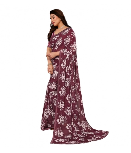 Women's Georgette Printed Saree With Unstitched Blouse 5.5Mtr (Brown) Women's Georgette Printed Saree With Unstitched Blouse 5.5Mtr (Brown)