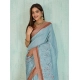 Women's Silk Blend Printed Saree With Unstitched Blouse 5.5Mtr (Blue) Women's Silk Blend Printed Saree With Unstitched Blouse 5.5Mtr (Blue)