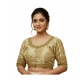 Women's Phantom Silk Embroidered Designer Neck Padded Blouse (Beige 38 Ready (Alterable up to 42)