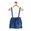 Girl's Denim Embellished Sleeveless Skirt with inner (Dark Blue) Girl's Denim Embellished Sleeveless Skirt with inner (Dark Blue)
