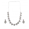 Women's Brass Silver Plated Necklace set (Pink)