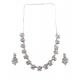 Women's Brass Silver Plated Necklace set (Pink) Women's Brass Silver Plated Necklace set (Pink)