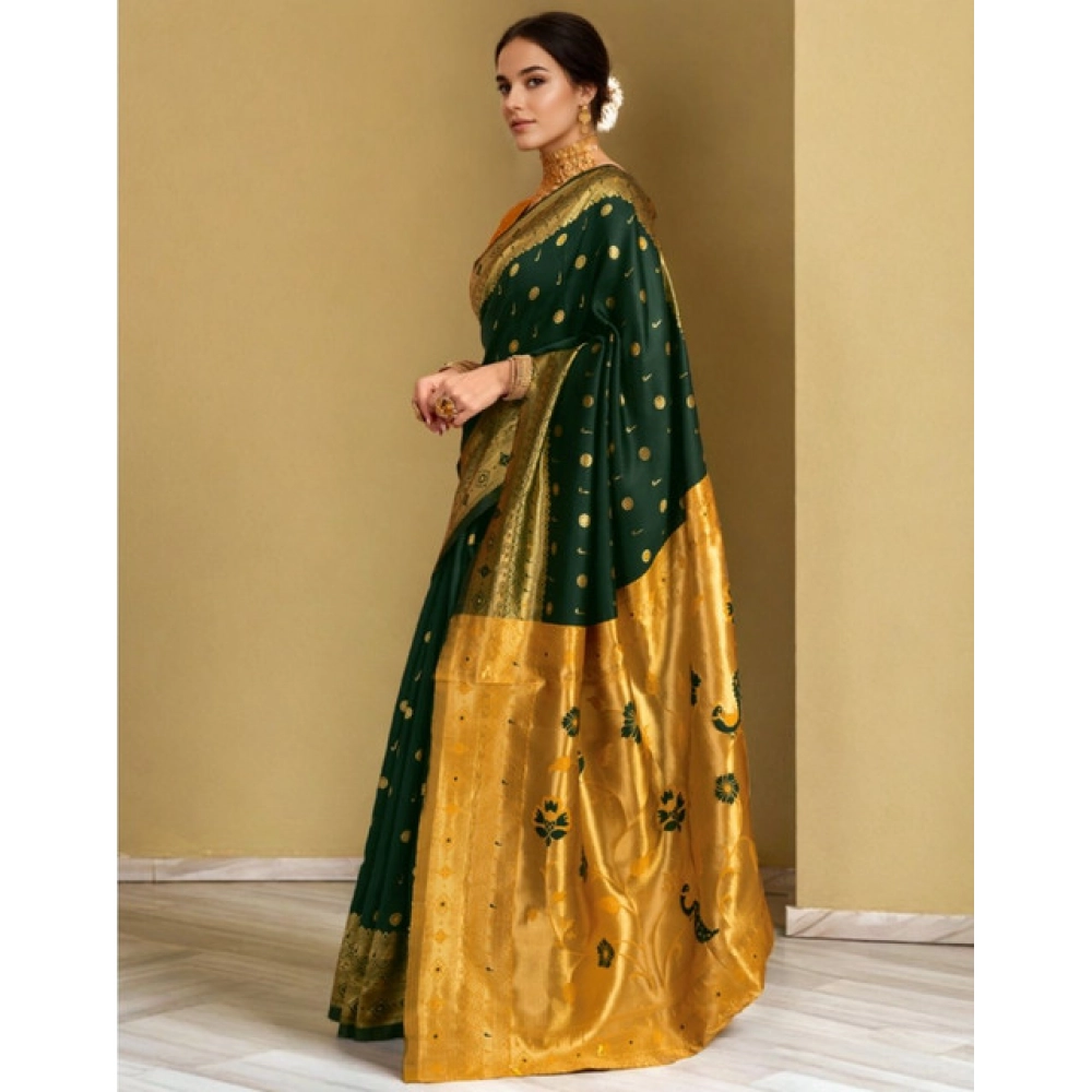 Women's Silk Blend Zari Weaving Saree With Unstitched Blouse 5.5Mtr (Green) Women's Silk Blend Zari Weaving Saree With Unstitched Blouse 5.5Mtr (Green)