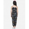 Girl's Rayon Flamingo Print Sleeveless Jumpsuit (Black-Multicolor)