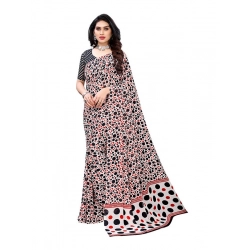 Women's Georgette Printed Saree With Unstitched Blouse 5.5Mtr (Red)