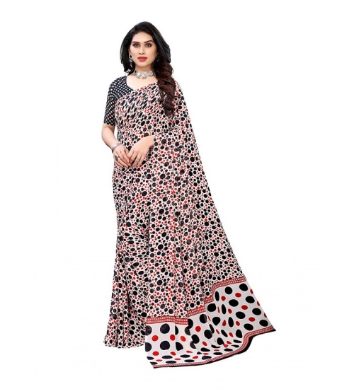 Women's Georgette Printed Saree With Unstitched Blouse 5.5Mtr (Red)